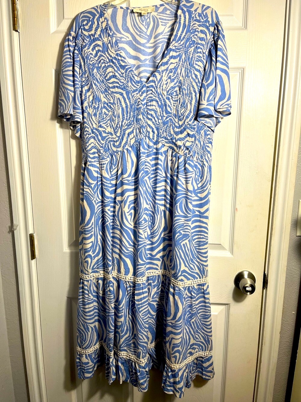 Nurture by Westbound Light Blue and White Printed Maxi Dress 2X